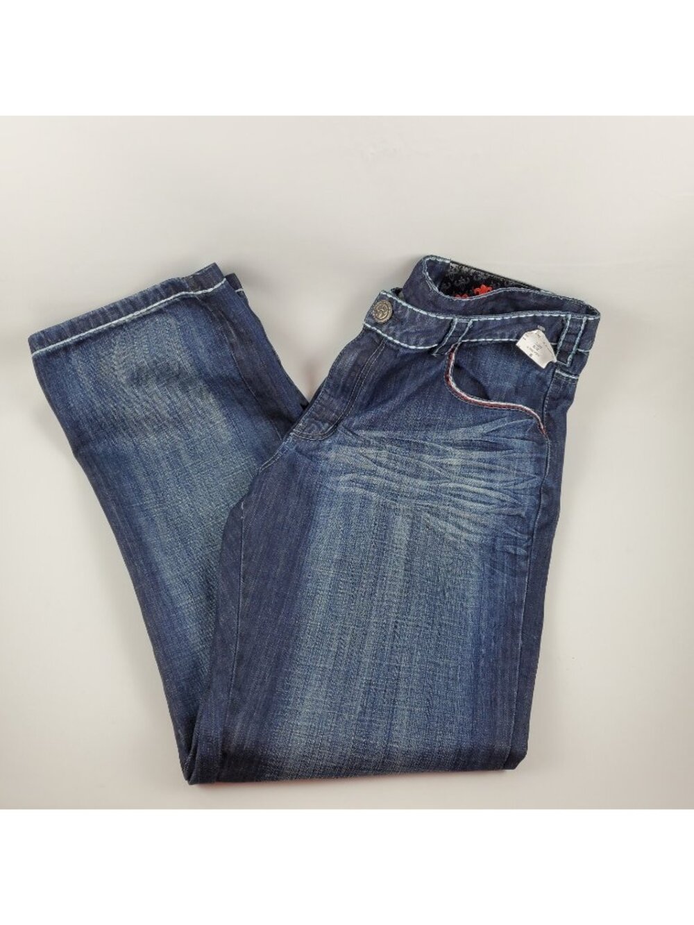 Crave Jeans Mens 40x34 Blue Denim Regular Fit Embroidered Accents Cotton